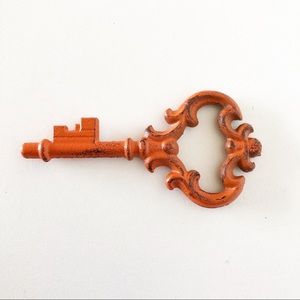 Ornate Orange Skeleton Metal Decorative Key 4”